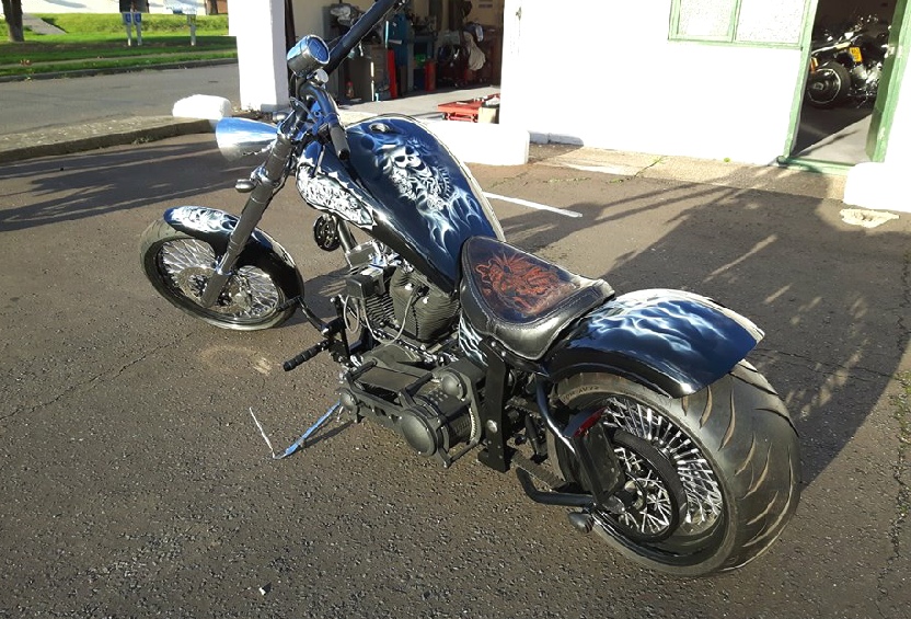Long n low Harley tank detail