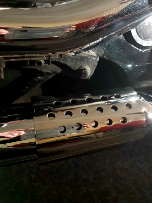 exhaust shrouds in gleaming stainless steel